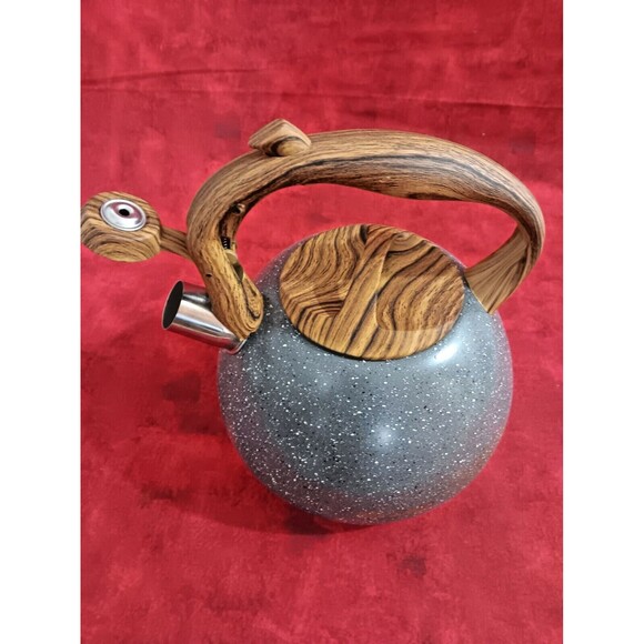 Belanko Stainless Steel Whistling Tea Kettle Simulated Wood Accents 2.7 QT - Picture 3 of 5
